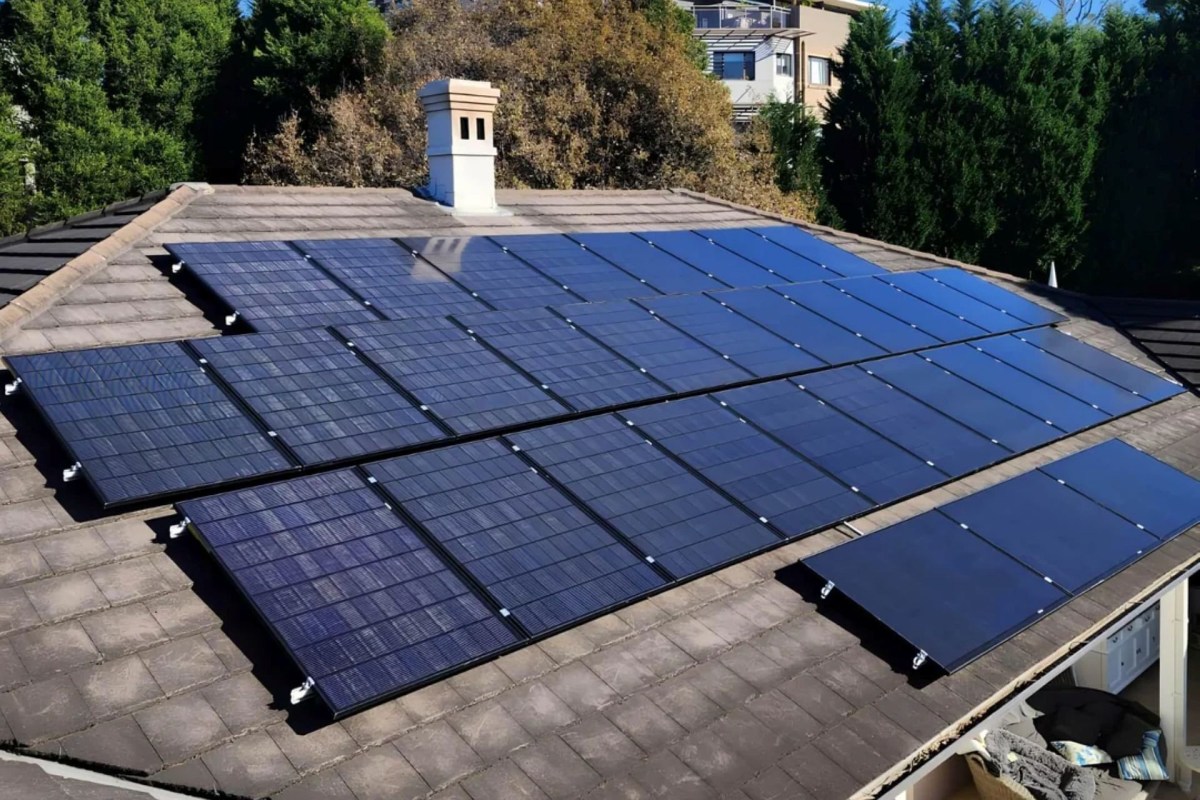 A home with rooftop solar panels.