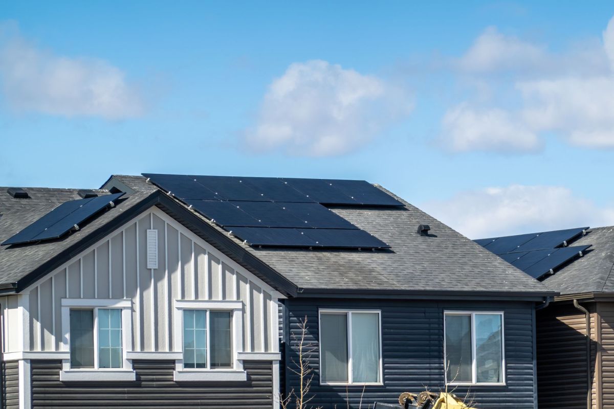 Solar panels on a rooftop.