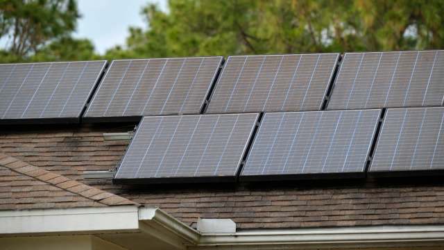 Solar panels installed on a sloped roof.