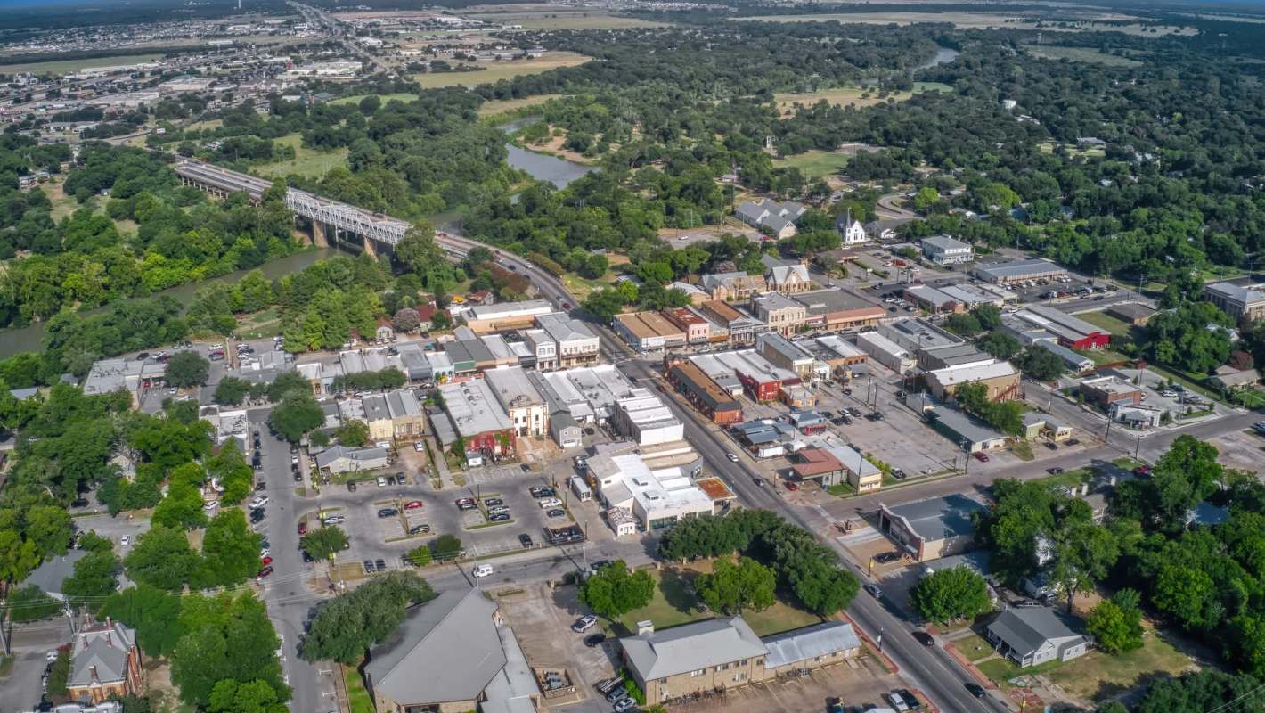 Aerial view of Bastrop, Texas.