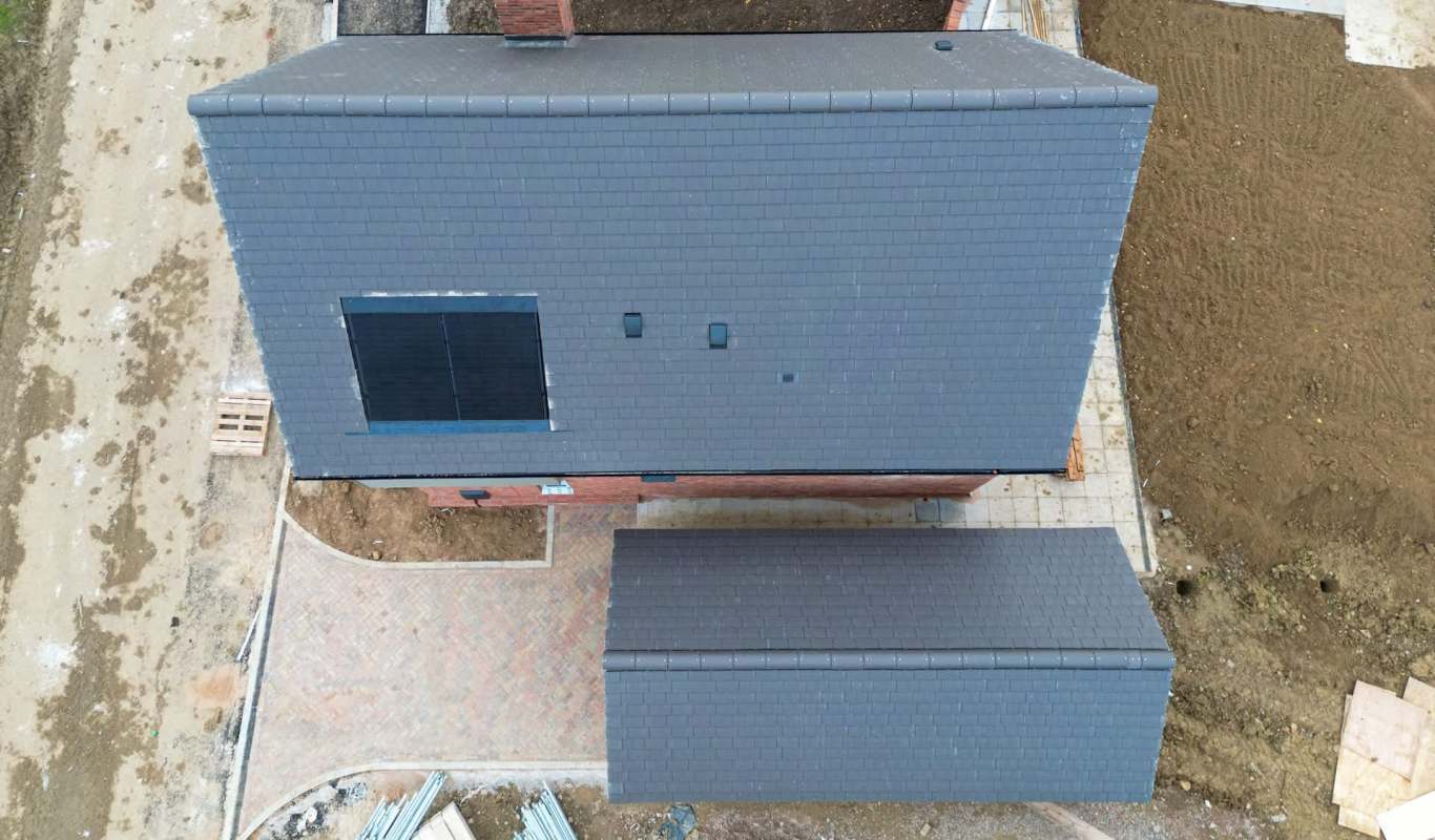 A house with one solar panel.