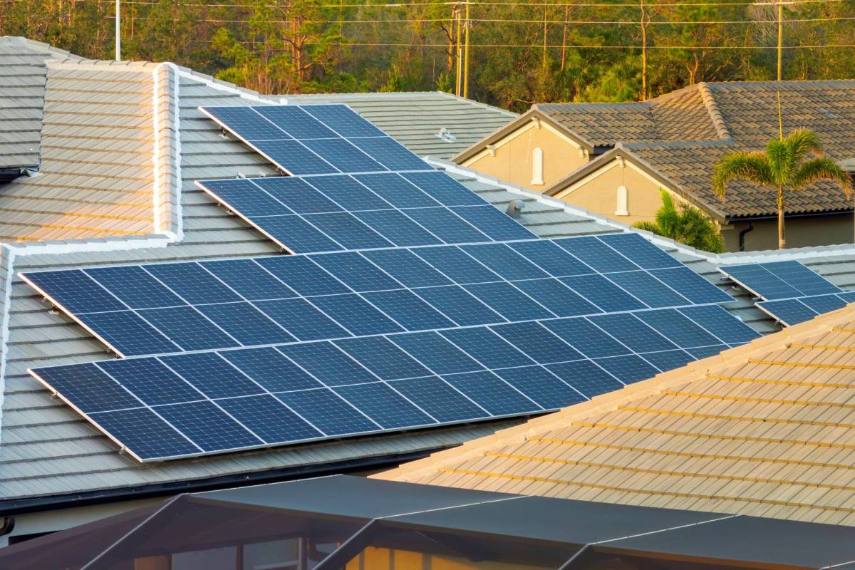 Solar panels on a house.