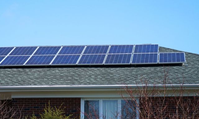 Solar panels on a house.