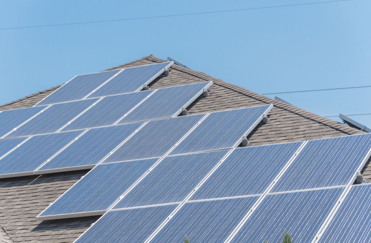 Solar panels on a roof.