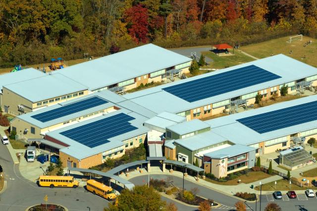 Solar panels on a school.