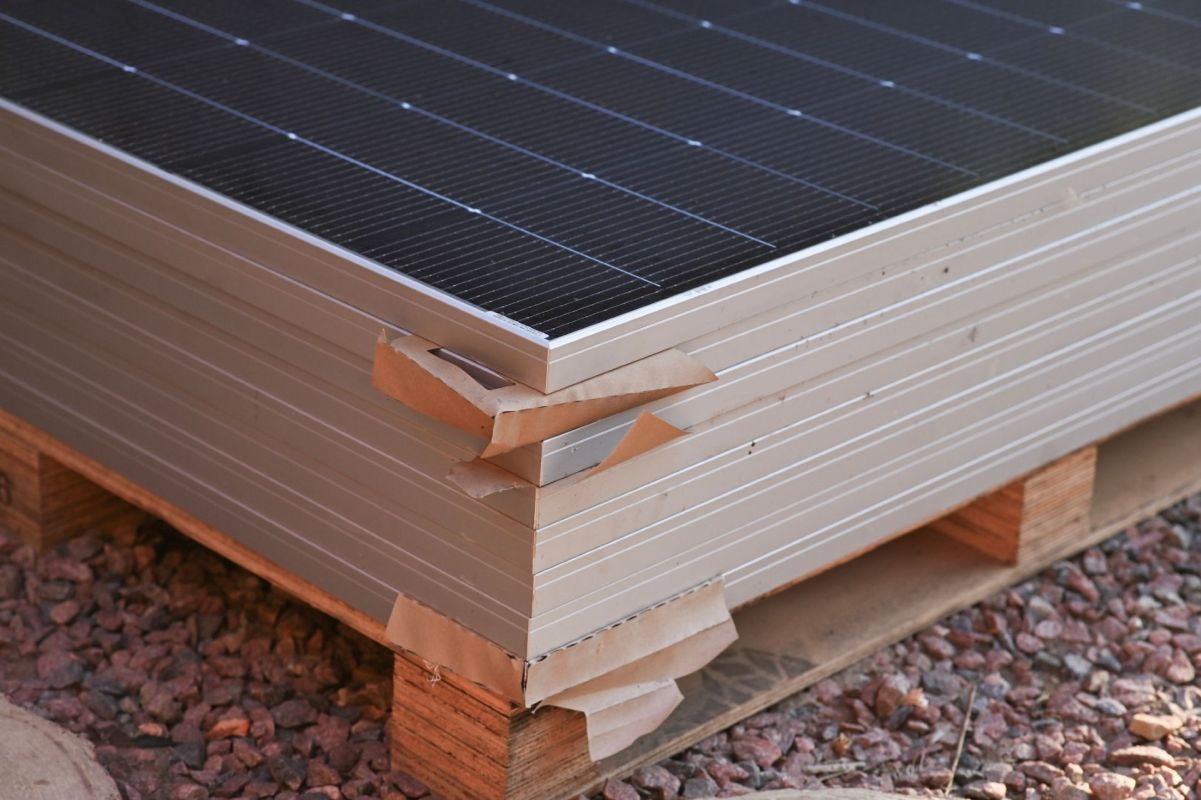 A stack of solar panels.