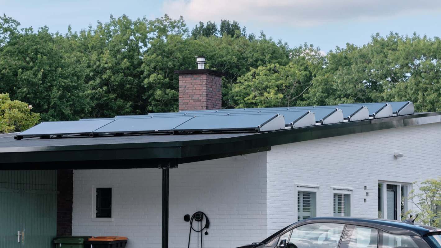 A home with solar panels.