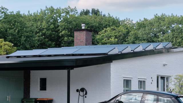 A home with solar panels.