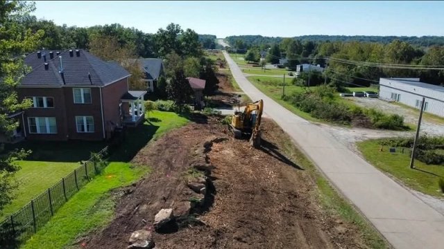 A torn up lawn.