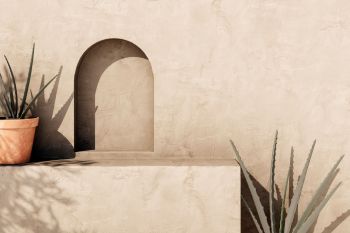 A stucco wall.