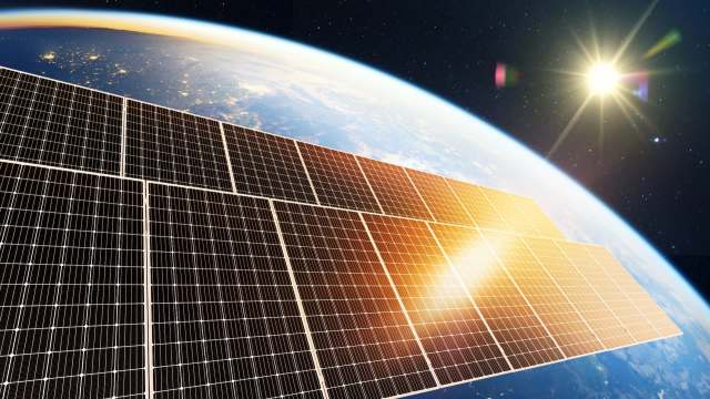 Solar panels orbiting Earth.
