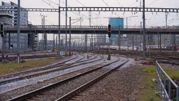 A railway yard.