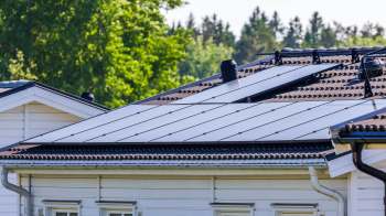 A rooftop with solar panels.