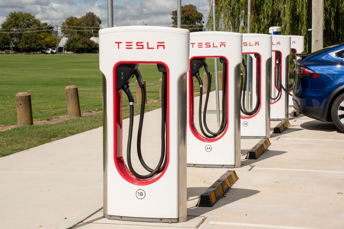 Tesla charging stations.