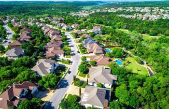 An aerial view of a Texas neighborhood.