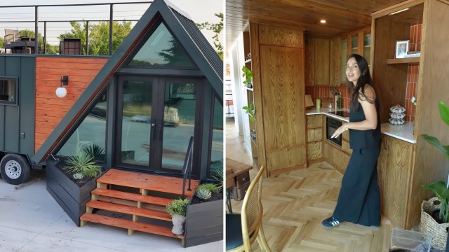 Tiny-house owner rejected white and gray, built a warm mid-century sanctuary instead