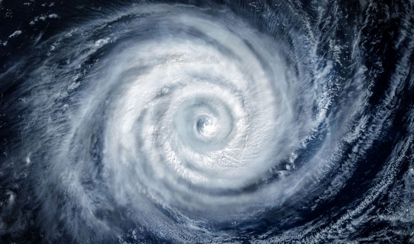 A satellite photo of a typhoon.