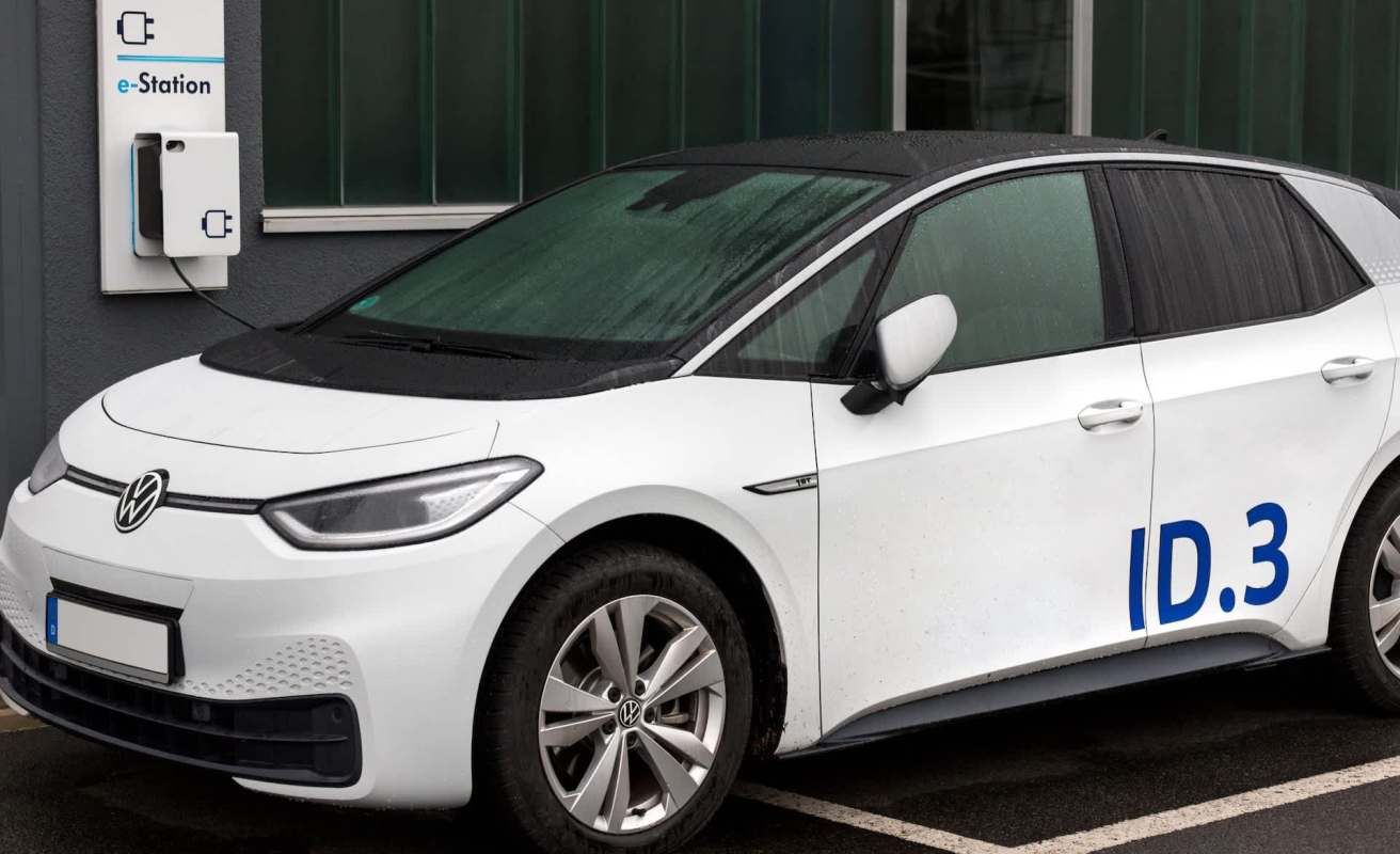 A white Volkswagen ID.3 EV.