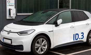 A white Volkswagen ID.3 EV.
