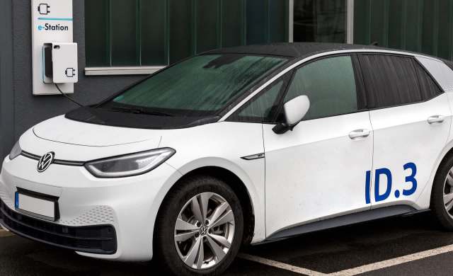 A white Volkswagen ID.3 EV.