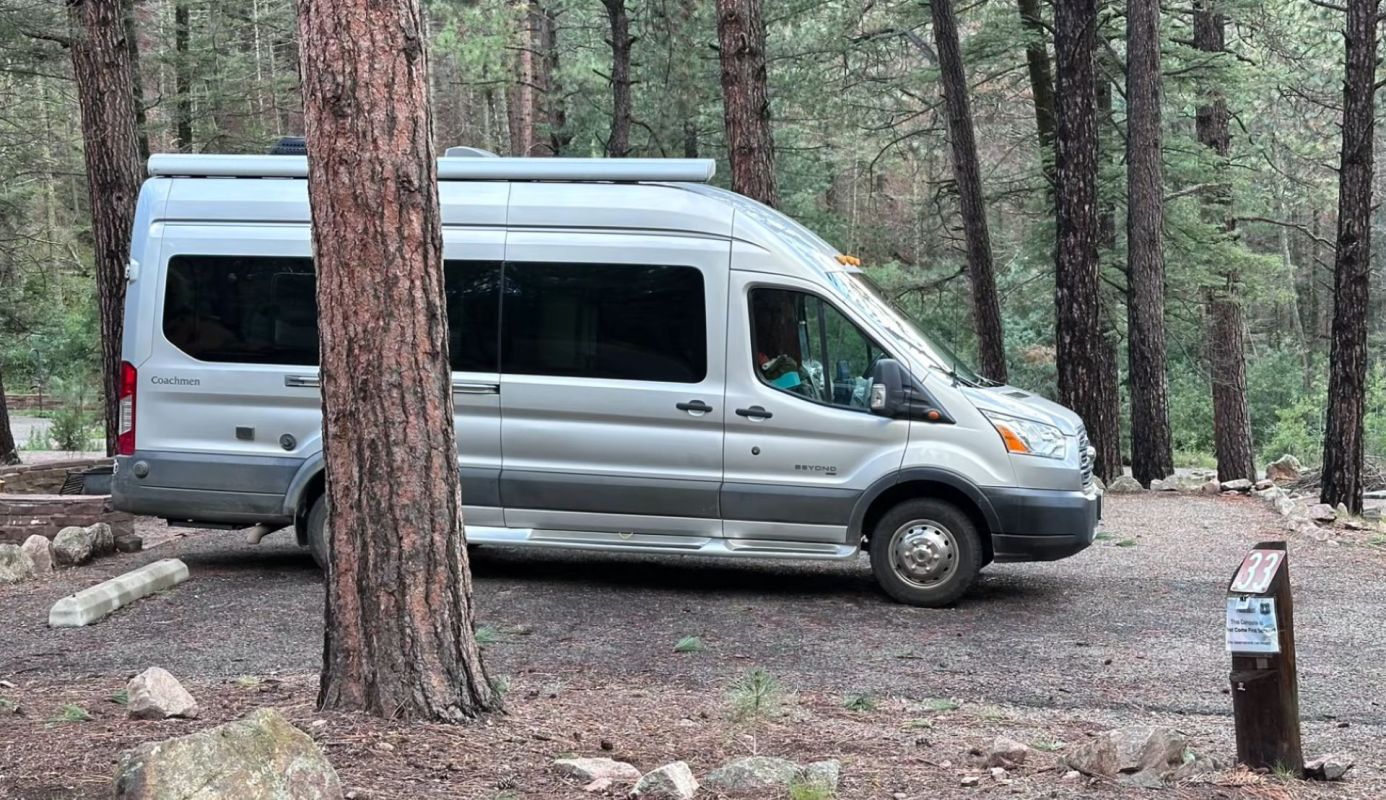 A gray van.