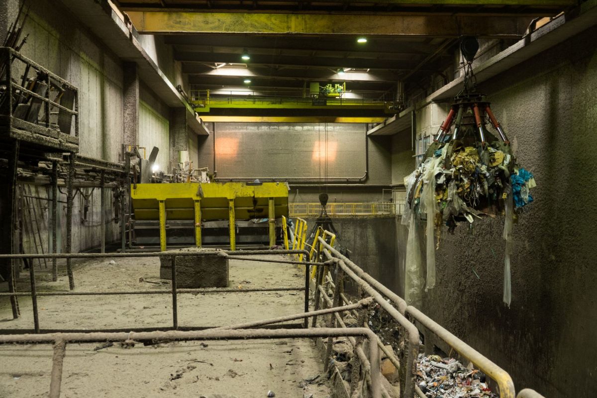 The inside of a waste incineration plant.