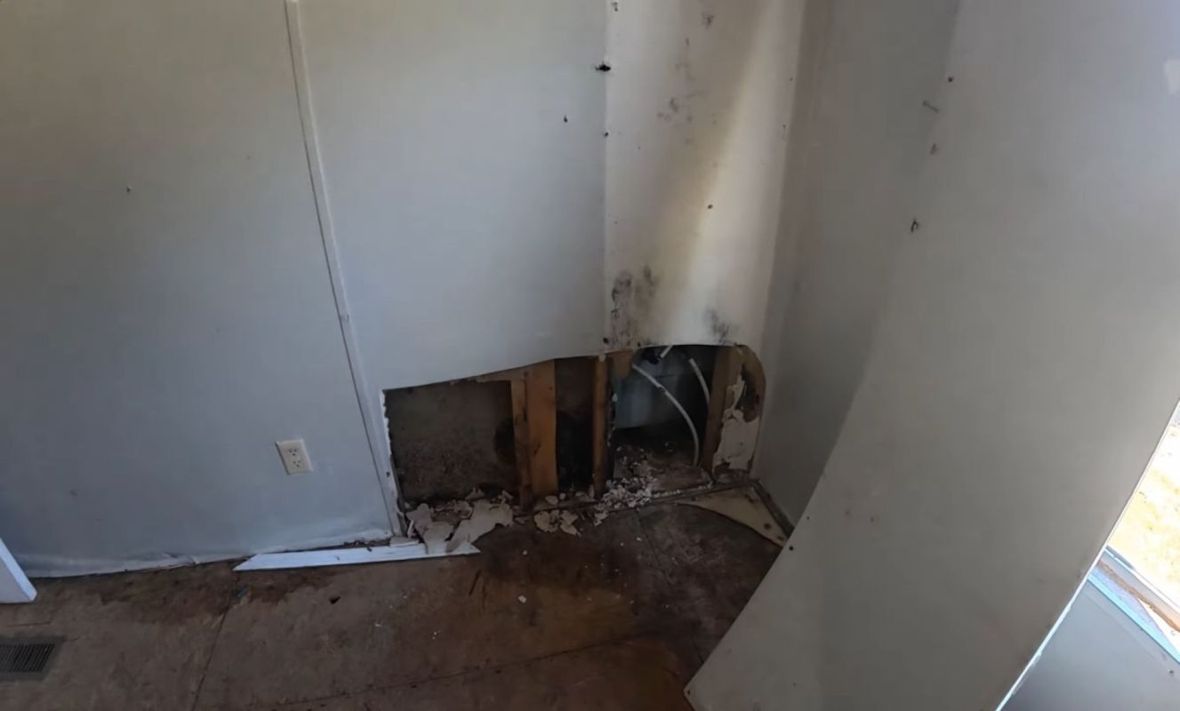 A house with major water damage.