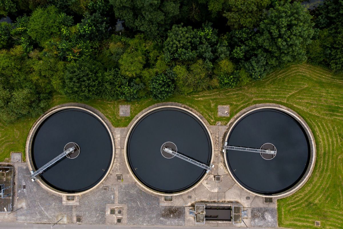 Tanks at a water treatment plant.