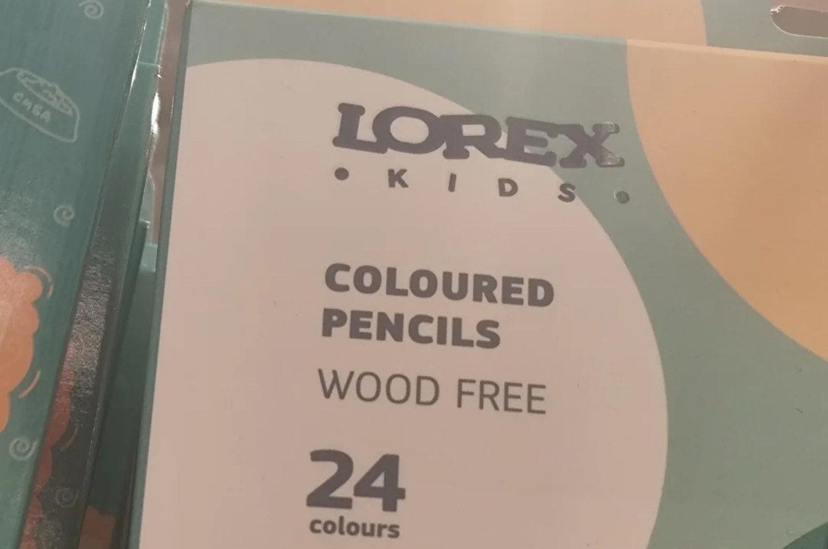 Plastic colored pencils.