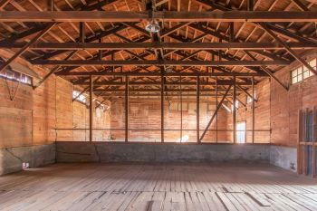 A wood frame inside a building.